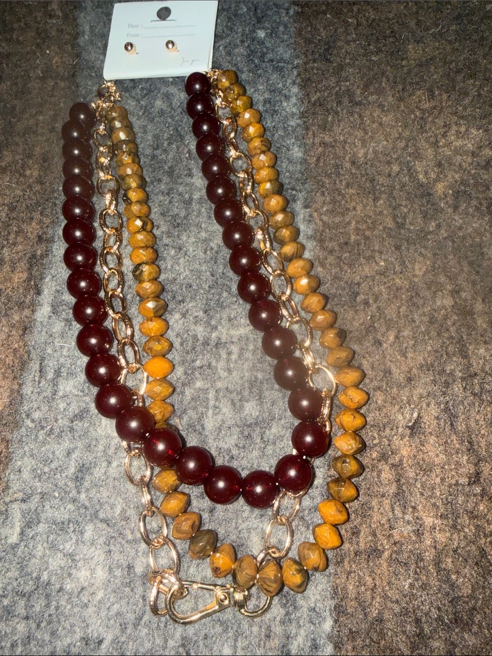 Layered Brown and Maroon Beaded Necklace — Women Jewelry